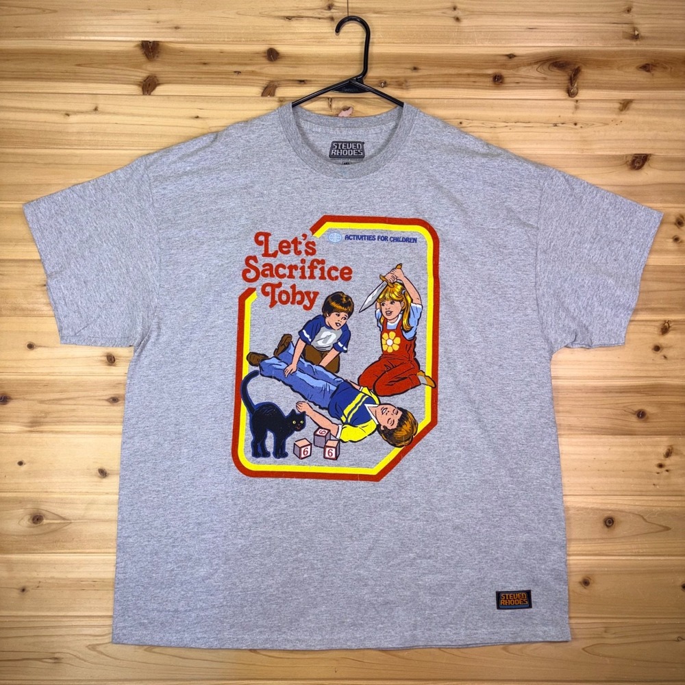 Steven Rhodes T-Shirt Mens XXL Gray Lets Sacrifice Toby Short Sleeve Graphic Tee